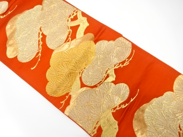 JAPANESE KIMONO / ANTIQUE FUKURO OBI / SILK / WOVEN PINE